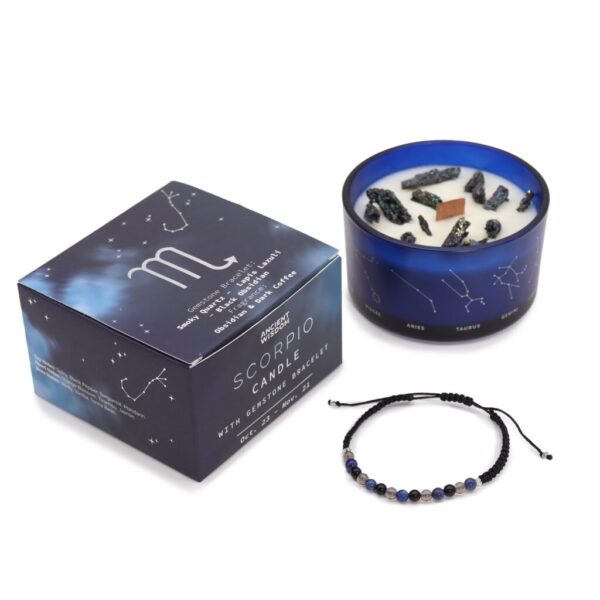 Zodiac Crystal Candle with Gemstone Bracelet -
