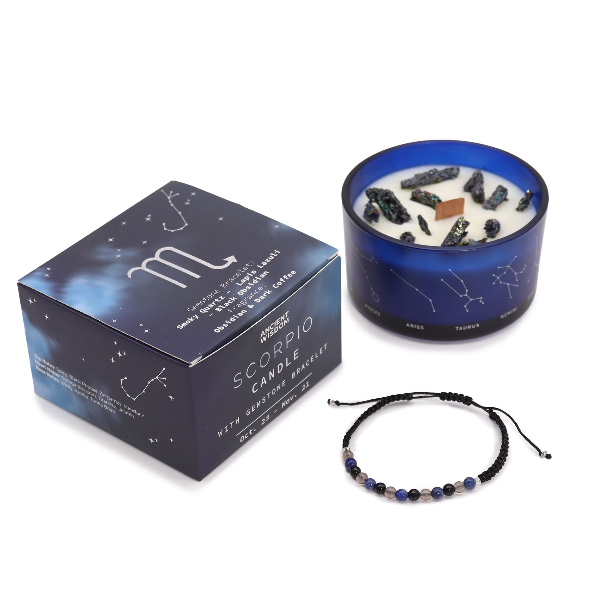 Zodiac Crystal Candle with Gemstone Bracelet - - Image 2