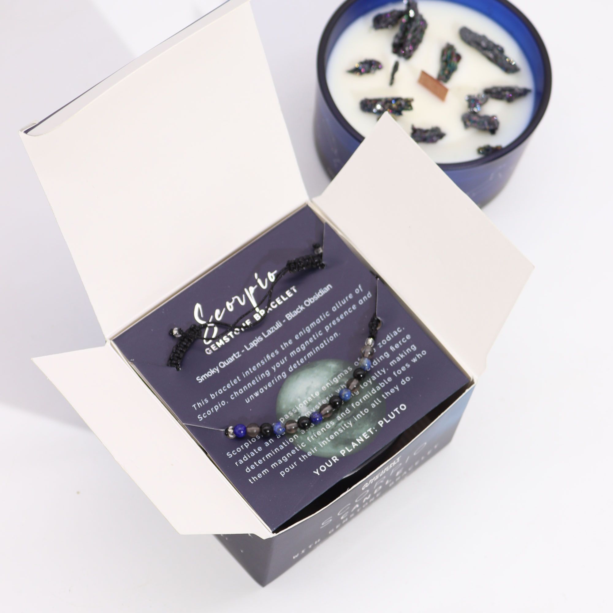 Zodiac Crystal Candle with Gemstone Bracelet - - Image 3