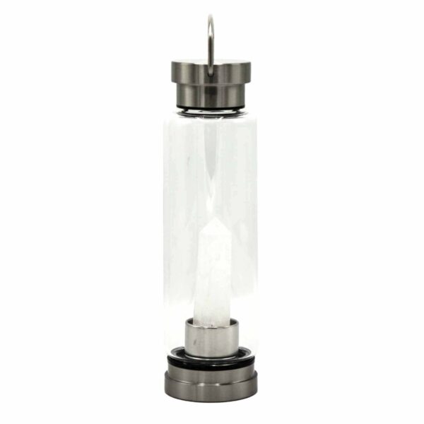 Crystal Infused Glass Water Bottle - Cleansing Clear Quartz