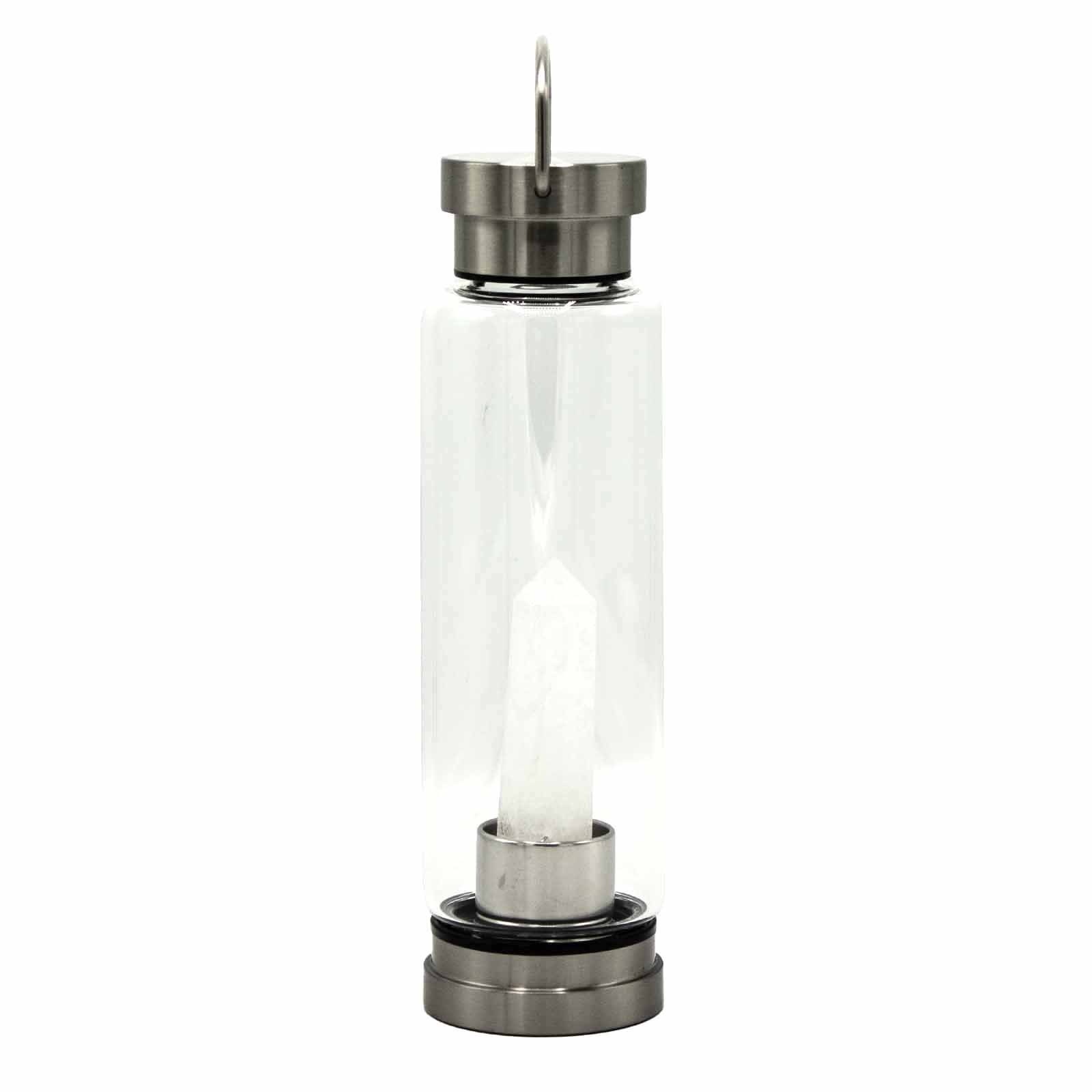 Crystal Infused Glass Water Bottle - Cleansing Clear Quartz