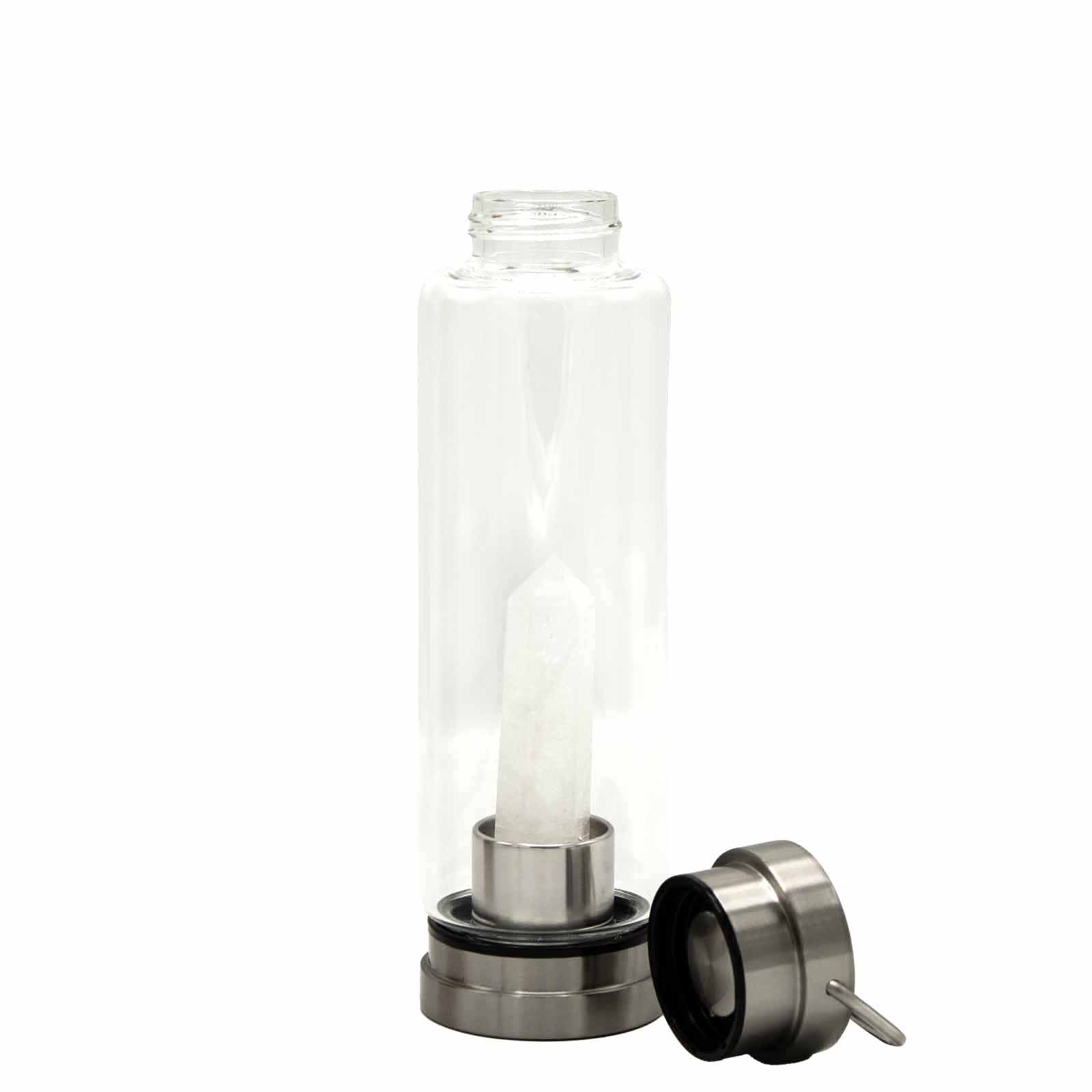 Crystal Infused Glass Water Bottle - Cleansing Clear Quartz - Image 7