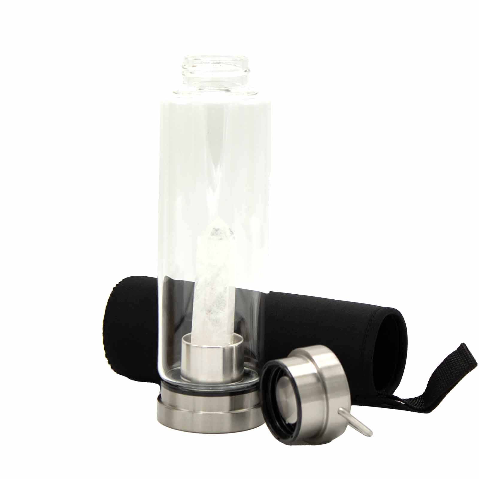Crystal Infused Glass Water Bottle - Cleansing Clear Quartz - Image 8
