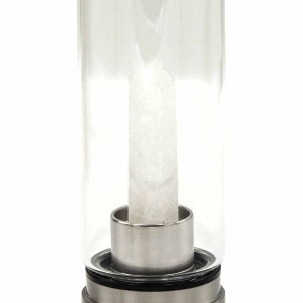 Crystal Infused Glass Water Bottle - Cleansing Clear Quartz
