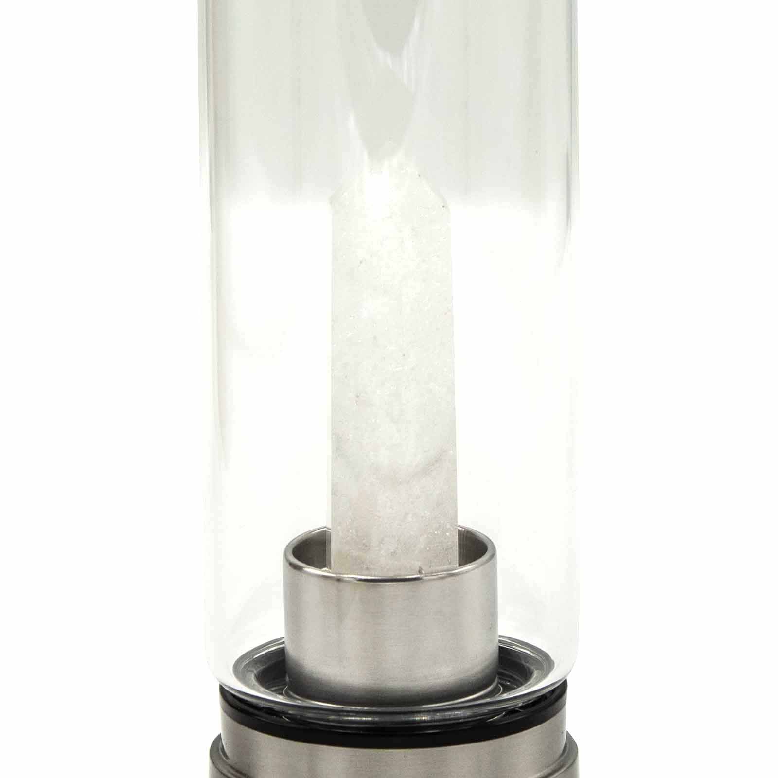 Crystal Infused Glass Water Bottle - Cleansing Clear Quartz - Image 2