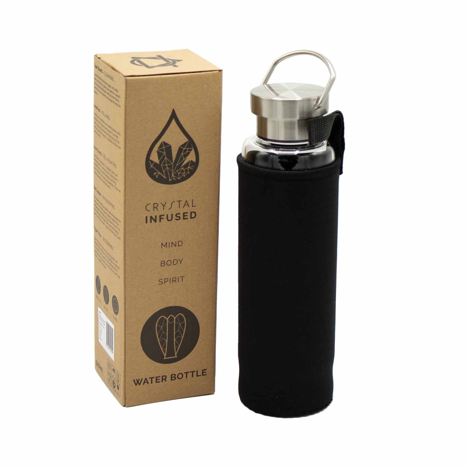 Crystal Infused Glass Water Bottle - Cleansing Clear Quartz - Image 3