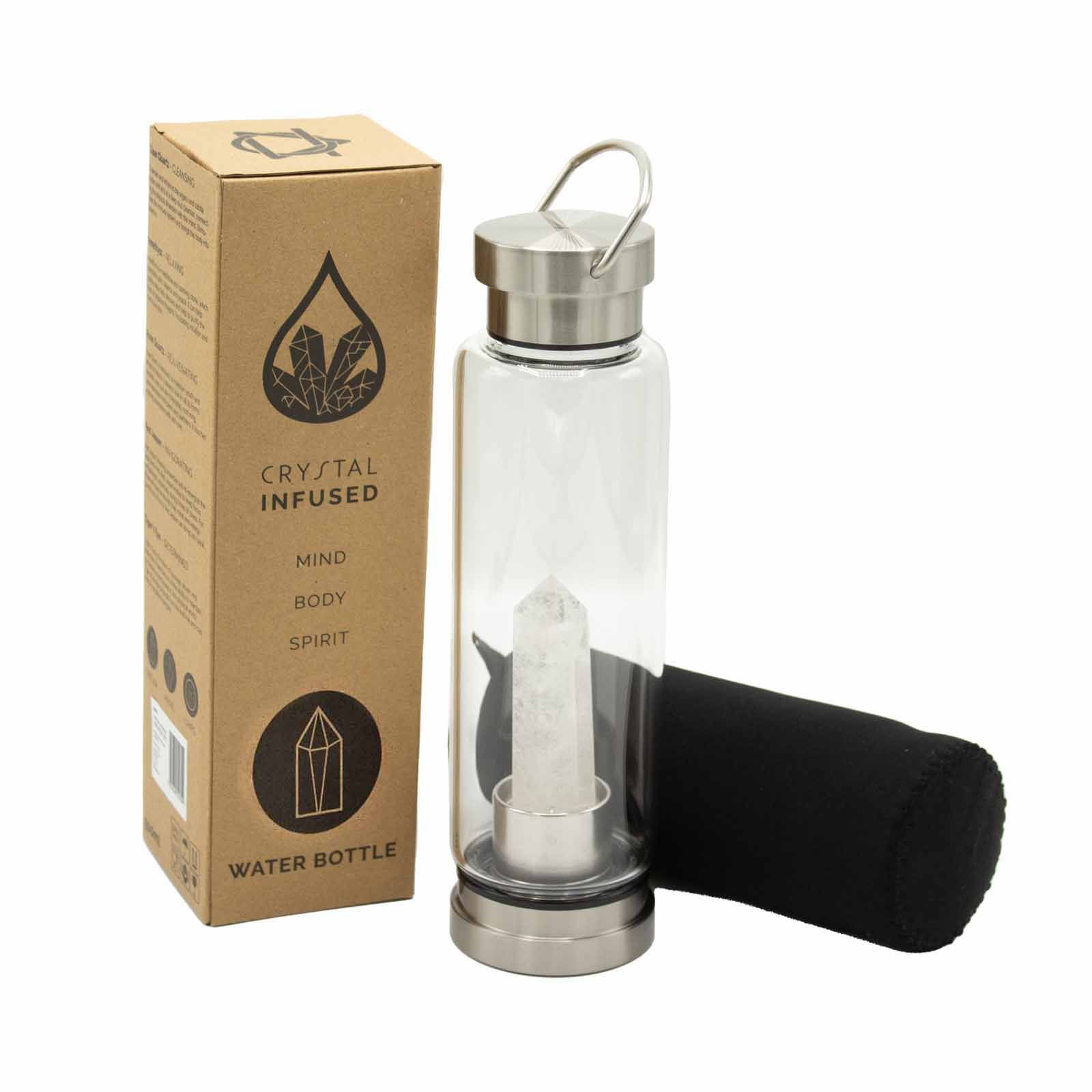 Crystal Infused Glass Water Bottle - Cleansing Clear Quartz - Image 4