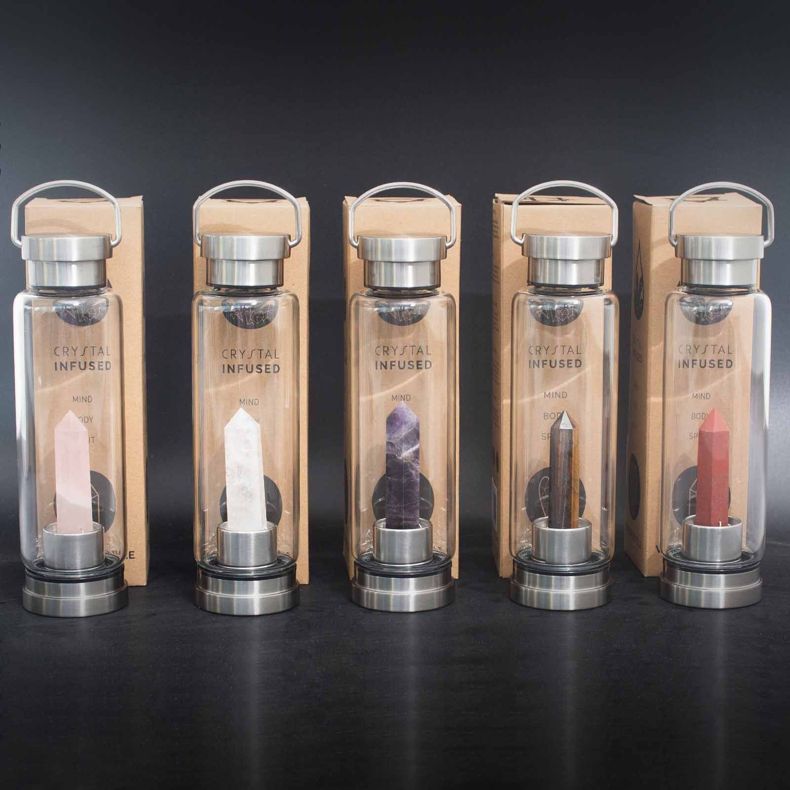 Crystal Infused Glass Water Bottle - Cleansing Clear Quartz - Image 5