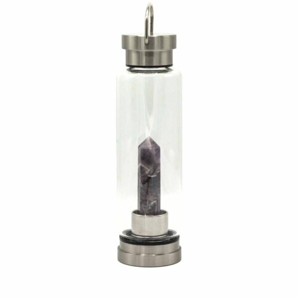 Crystal Infused Glass Water Bottle - Amethyst