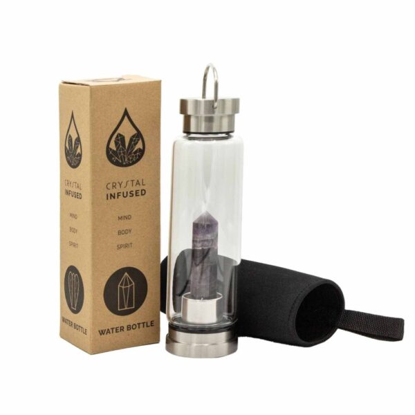 Crystal Infused Glass Water Bottle - Amethyst
