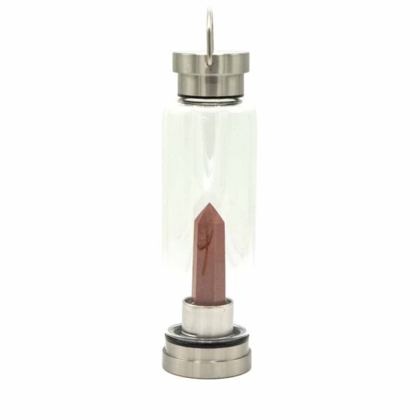 Crystal Infused Glass Water Bottle - Invigorating Red Jasper
